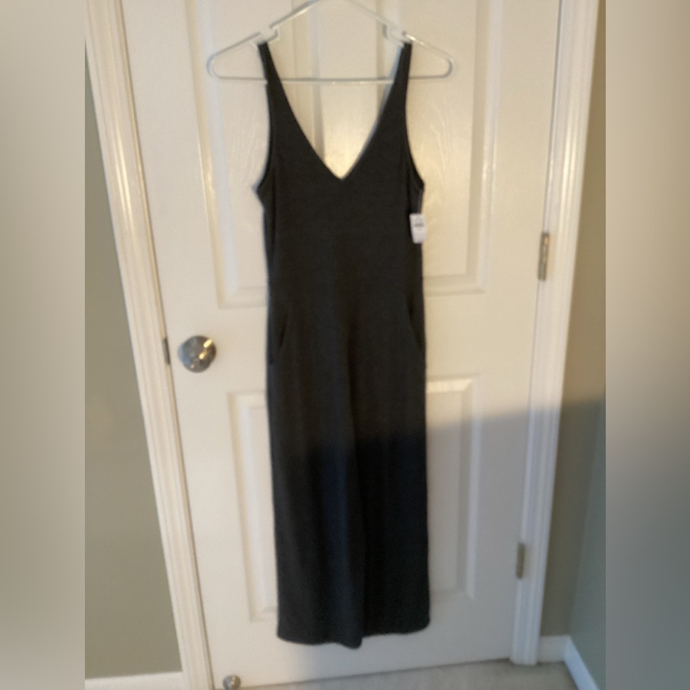 Aerie Black Sleeveless V-Neck Slip Jumpsuit (FINALPRICEDROP)
